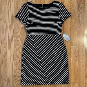 Tahari Arthur S Levine Ottoman Ribbed Sheath Dress Striped Sz 8 New